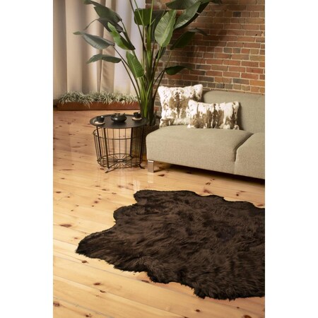 Palacedesigns 5 x 6 ft. Faux Sheepskin Non Skid Area Rug - Chocolate PA3109452